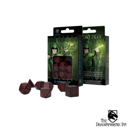 Elvish Black & Red Dice Set (7)
